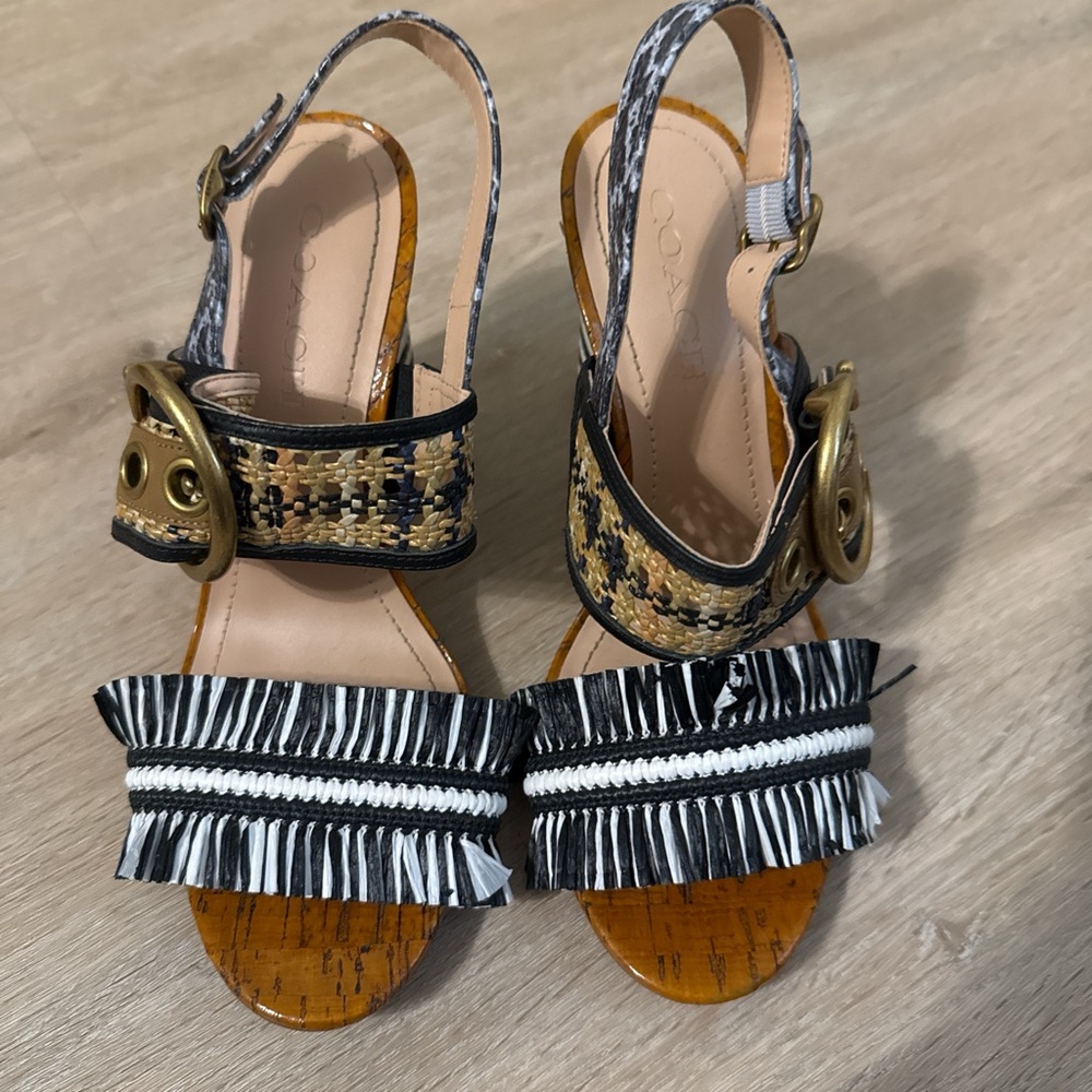 Coach Women's Black and Brown Sandals
